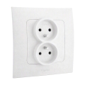 Legrand - Double prise murale avec plaque NILOE 250 V blanche