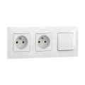 Legrand - Double prise pour usage domestique et interrupteur unipolaire n° 1 avec cadre NILOE 250V blanc