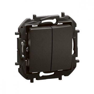 Legrand - Interrupteur d'escalier double sans cadre n° 6+6 NILOE noir