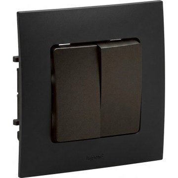 Legrand - Interrupteur double avec cadre n°5 NILOE, noir
