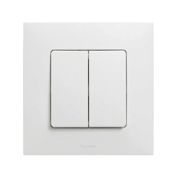 Legrand - Interrupteur double d'escalier n° 6+6 avec cadre NILOE blanc