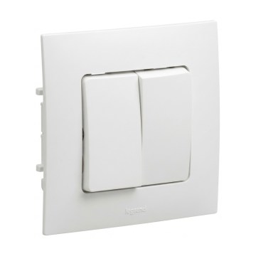 Legrand - Interrupteur double n° 5 avec enjoliveur NILOE blanc