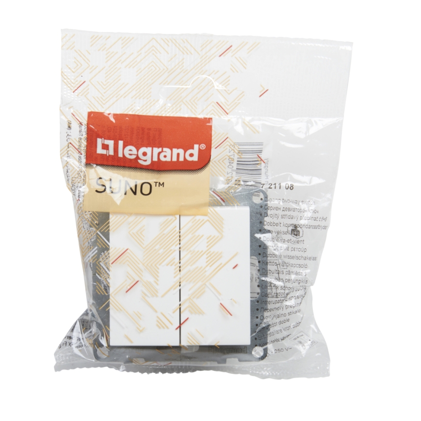 Legrand - Interrupteur double pour escalier n° 6+6 sans cadre SUNO blanc