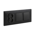 Legrand - Interrupteur double unipolaire n° 1 et prise double avec cadre NILOE 250V noir