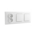 Legrand - Interrupteur double unipolaire n° 1 et prise double domestique avec cadre NILOE 250 V blanc