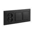 Legrand - Interrupteur double unipolaire n° 1 et prise double encastrée avec cadre NILOE STEP 250V noir