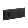 Legrand - Interrupteur double unipolaire n°1 et prise domestique SCHUKO avec cadre SUNO 250V noir
