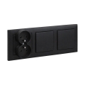 Legrand - Interrupteur double unipolaire n°1 et prise double domestique avec cadre SUNO 250V noir