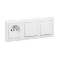 Legrand - Interrupteur unipolaire double n° 1 et prise domestique avec cadre SUNO 250V blanche