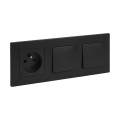 Legrand - Interrupteur unipolaire double n° 1 et prise murale avec cadre NILOE STEP 250V noir