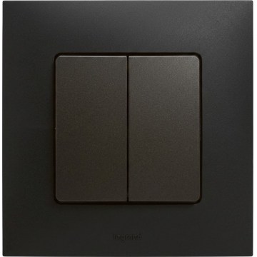 Legrand - Interrupteur va-et-vient double avec cadre 6+6 NILOE, noir