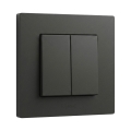 Legrand - Interrupteur va-et-vient double avec cadre n° 6+6 NILOE STEP, noir