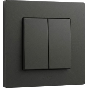 Legrand - Interrupteur va-et-vient double avec cadre n° 6+6 NILOE STEP, noir