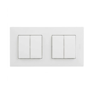 Legrand - Lot de 2 interrupteurs doubles en série n° 5 avec cadre NILOE STEP blanc