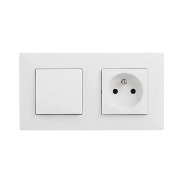 Legrand - Prise de courant domestique et interrupteur unipolaire n° 1 avec cadre NILOE STEP 250V blanc