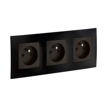 Legrand - Prise de courant triple pour habitation avec cadre NILOE 250 V noire