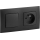 Legrand - Prise domestique 250 V/16 A et interrupteur unipolaire 1 module avec plaque NILOE noire