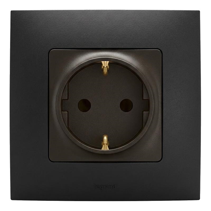 Legrand - Prise domestique avec cadre SCHUKO 250 V/16 A NILOE noire