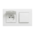 Legrand - Prise domestique et interrupteur unipolaire n° 1 avec cadre NILOE STEP 250V blanc