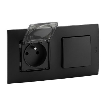 Legrand - Prise domestique et interrupteur unipolaire n°1 avec cadre NILOE 250V noir