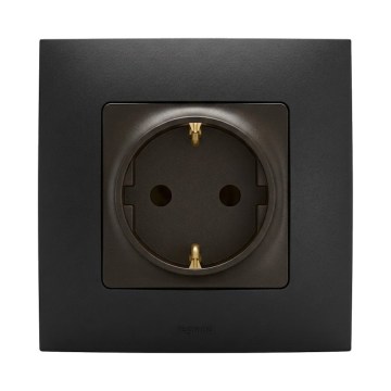 Legrand - Prise domestique SCHUKO avec cadre NILOE 250V noire