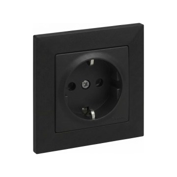Legrand - Prise domestique SCHUKO avec cadre SUNO 250V noire
