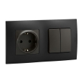 Legrand - Prise domestique SCHUKO et double interrupteur série n° 5 avec cadre NILOE 250V noir