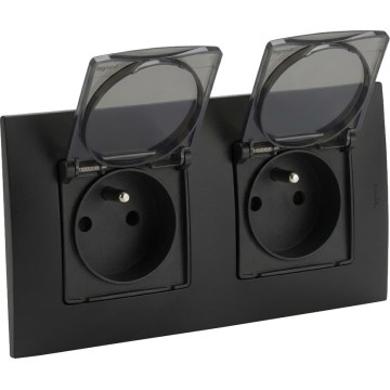 Legrand - Prise double d'extérieur 250 V/16 A NILOE IP44 avec cadre noir
