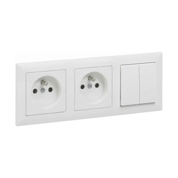 Legrand - prise double d'habitation et interrupteur double en série n° 5 avec cadre SUNO 250V blanc