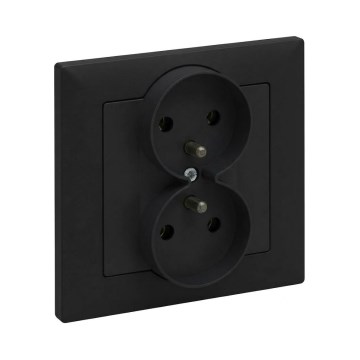 Legrand - Prise double domestique avec cadre SUNO 250V noire