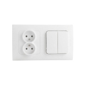 Legrand - Prise double domestique et double interrupteur série n° 5 avec cadre NILOE STEP 250V blanc