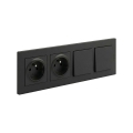 Legrand - Prise double domestique et interrupteur double unipolaire n° 1 avec cadre NILOE STEP 250 V noir