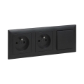 Legrand - Prise double domestique et interrupteur unipolaire n° 1 avec cadre SUNO 250V noir
