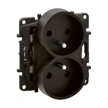 Legrand - Prise double domestique sans cadre 250 V/16 A NILOE noire
