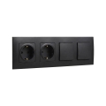 Legrand - Prise double domestique SCHUKO et double interrupteur unipolaire n° 1 avec cadre NILOE 250V noir