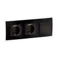 Legrand - Prise double domestique SCHUKO et interrupteur unipolaire n° 1 avec enjoliveur NILOE 250V noir