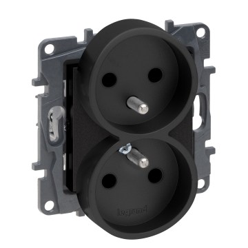 Legrand - Prise double encastrée sans cadre NILOE STEP 250V noire