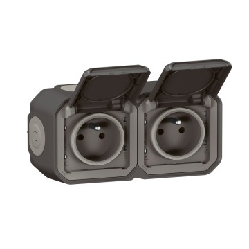 Legrand - Prise double extérieure PLEXO 250V IP55 anthracite