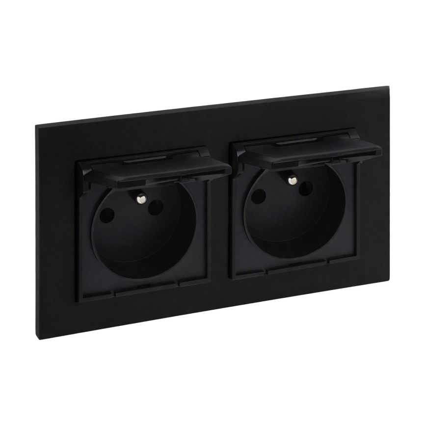 Legrand - Prise double extérieure pour habitation avec cadre NILOE STEP 250V IP44 noire