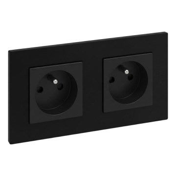 Legrand - Prise double murale 250V/16A avec cadre NILOE STEP noire