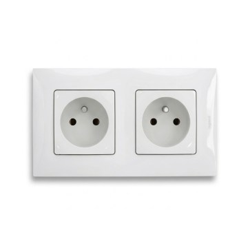 Legrand - Prise double murale avec cadre NILOE 250V blanche