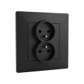 Legrand - Prise double murale avec cadre NILOE STEP 250V, noire
