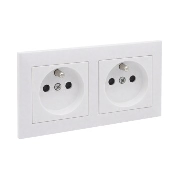Legrand - Prise double murale avec cadre SUNO 250V blanche