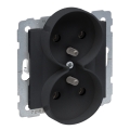 Legrand - Prise double murale sans cadre SUNO 250 V noire