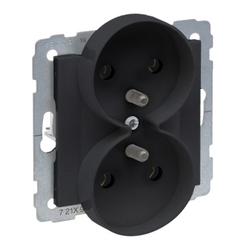 Legrand - Prise double murale sans cadre SUNO 250 V noire