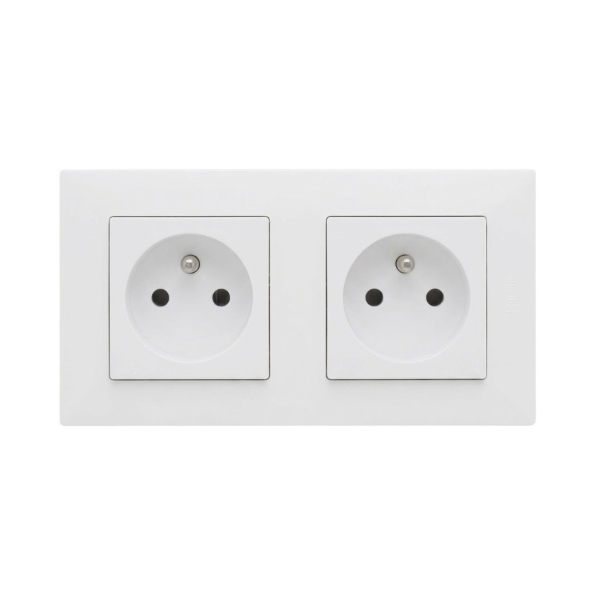 Legrand - Prise double pour habitation avec cadre NILOE STEP 250V blanche