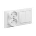 Legrand - Prise double pour habitation et interrupteur double série n° 5 avec cadre SUNO 250 V blanc