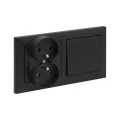 Legrand - Prise double pour habitation et interrupteur unipolaire n° 1 avec cadre SUNO, 250 V, noir