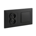 Legrand - Prise double pour usage domestique et interrupteur unipolaire avec cadre NILOE STEP 250V noir
