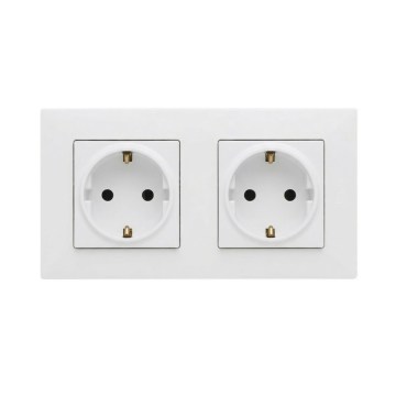 Legrand - Prise double pour usage domestique SCHUKO avec cadre NILOE STEP 250V blanche